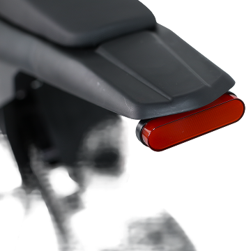 Electric dirt bike rear lighting close-up