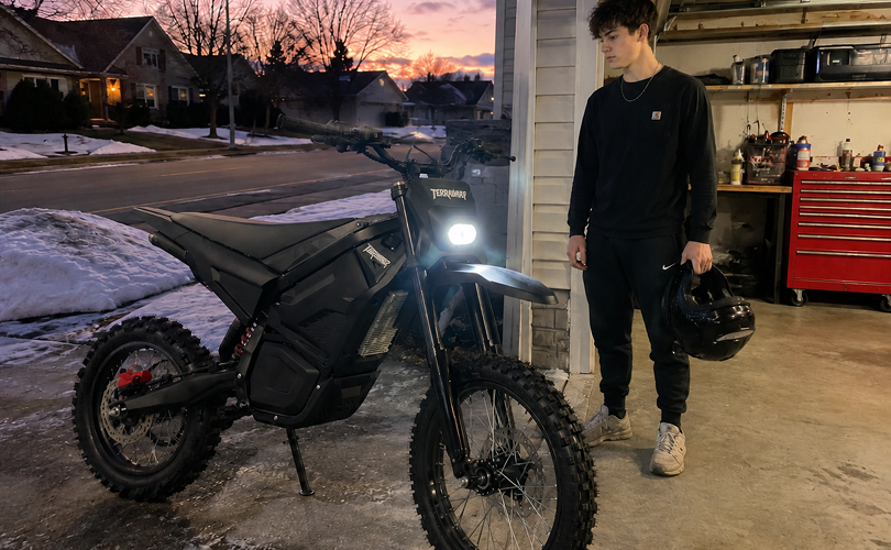 Terrawulf electric bike and rider