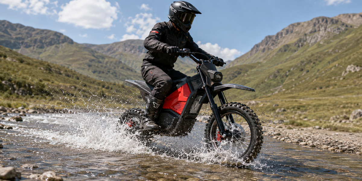 Electric mini dirt bike camping lifestyle