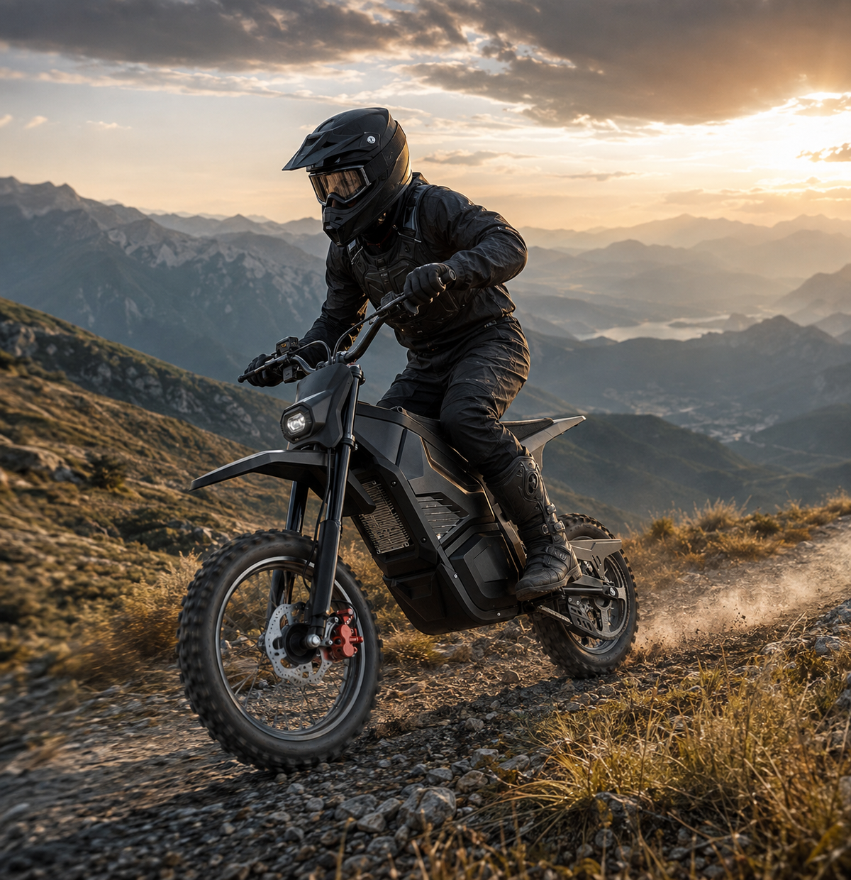 Electric mini dirt bike ramp riding