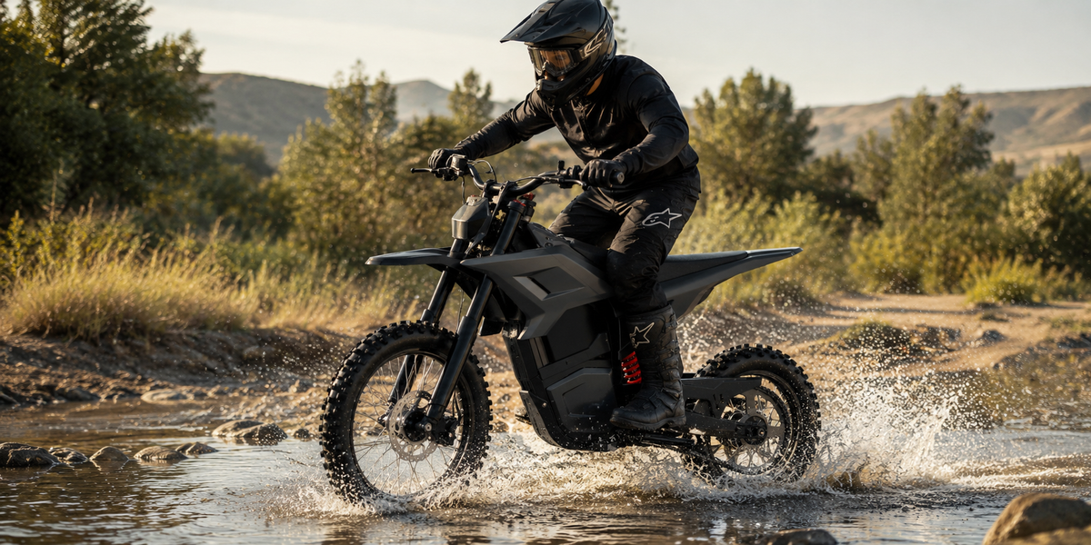 Electric mini dirt bike camping lifestyle