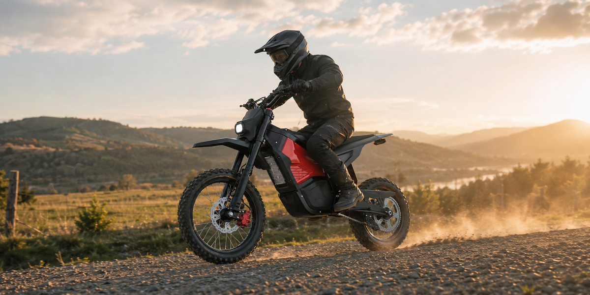 Electric mini dirt bike camping lifestyle
