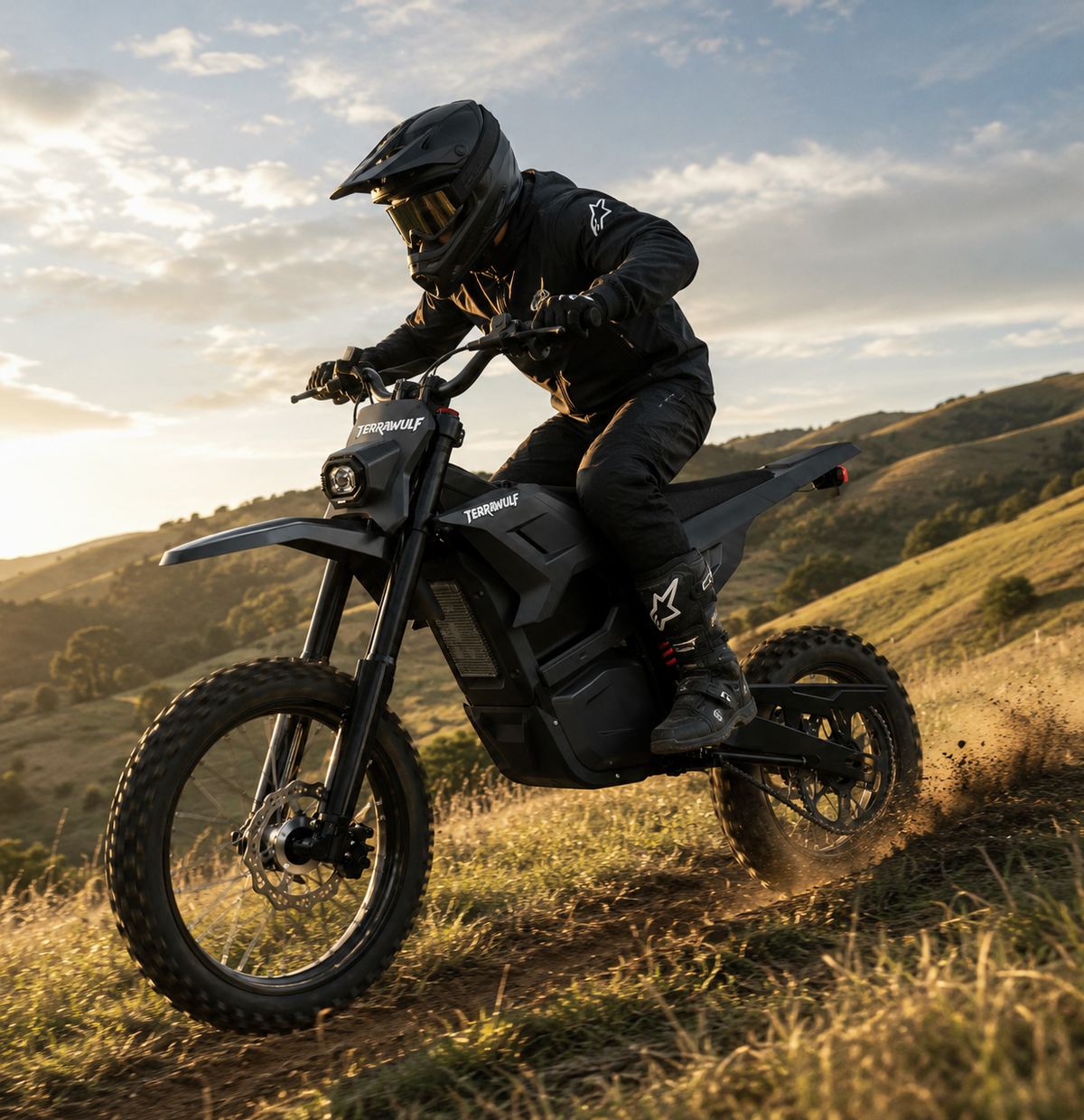 Electric mini dirt bike ramp riding